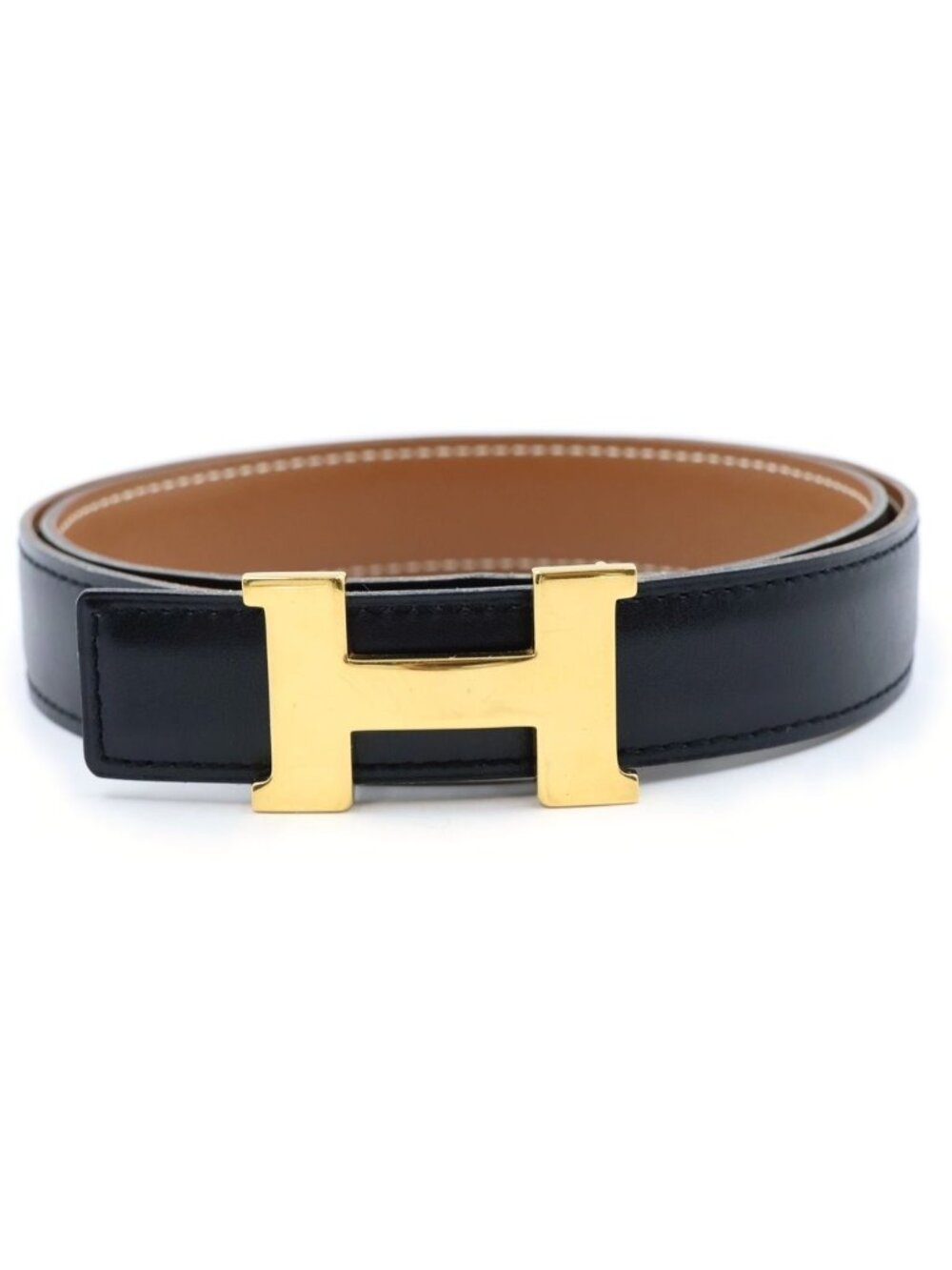 Hermes Constance Belt Box Calf Leather Gold Black